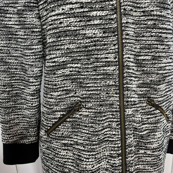 Sanctuary Women's Black and White tweed bomberJacket, long, zipper front ,size L - Picture 8 of 17